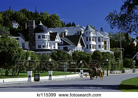 tourist carriage ride mackinac island, mi View Large Photo Image Stock Photo - tourist carriage ride mackinac island, mi. Fotosearch
