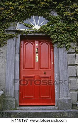 tralee, ireland county kerry red door with ivy View Large Photo Image Stock Photo - tralee, ireland county kerry red door with ivy. Fotosearch