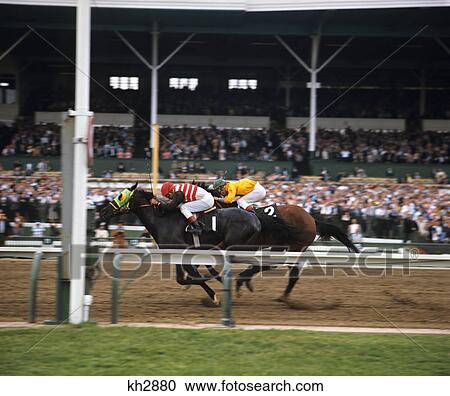 two race horses and jockeys neck and neck going to the finish line View Large Photo Image Stock Image - two race horses and jockeys neck and neck going to the finish line. Fotosearch