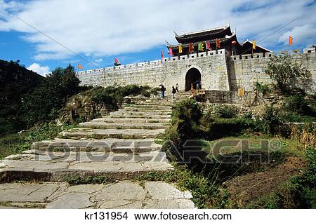 walled town of qingyan guizhou province china View Large Photo Image Picture - walled town of qingyan guizhou province china. Fotosearch