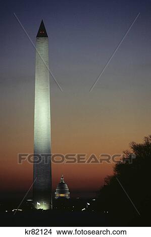 washington monument and capitol building against pre-dawn spring sky washington, dc View Large Photo Image Picture - washington monument and capitol building against pre-dawn spring sky washington, dc. Fotosearch