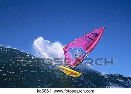 wind surfing pink sail View Large Photo Image Stock Image - wind surfing pink sail. Fotosearch