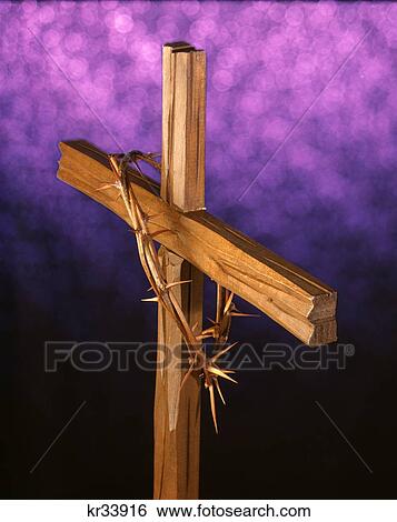 wooden cross and crown of thorns View Large Photo Image Stock Photograph - wooden cross and crown of thorns. Fotosearch