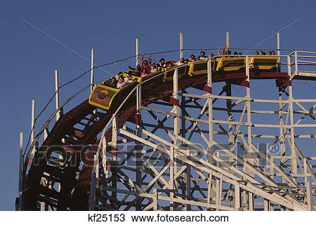 wooden roller coaster amusement park ride View Large Photo Image Stock Image - wooden roller coaster amusement park ride. Fotosearch