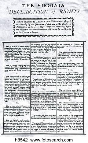 1770S June 17 1776 The Virginia Declaration Of Rights Printed 18Th Century Document View Large Photo Image Stock Image - 1770S June 17 1776 The Virginia Declaration Of Rights Printed 18Th Century Document. Fotosearch