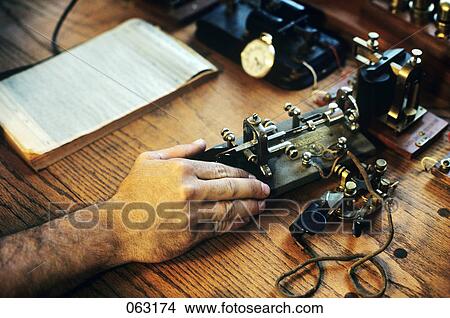 Picture - 1890S 1900S Man Hand Telegraph Operator In Railroad Office. Fotosearch