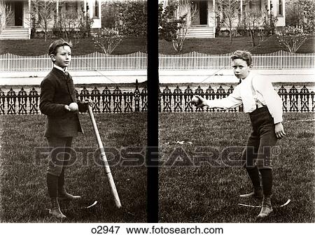1890S 1900S Two Images Of Boy In Knickers Holding Baseball Bat And Pitching Ball View Large Photo Image Stock Photo - 1890S 1900S Two Images Of Boy In Knickers Holding Baseball Bat And Pitching Ball. Fotosearch