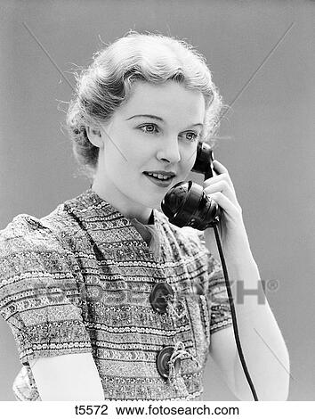 1930S Blond Woman Talking On Telephone View Large Photo Image Stock Image - 1930S Blond Woman Talking On Telephone . Fotosearch