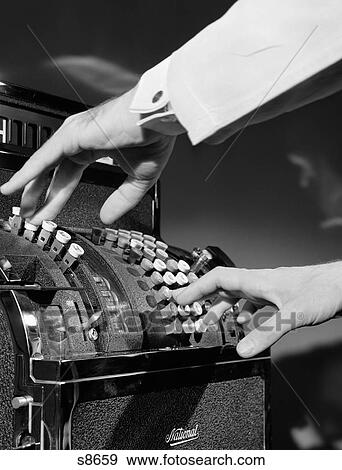 1930S Man'S Hands Pushing Buttons On Cash Register View Large Photo Image Stock Photo - 1930S Man'S Hands Pushing Buttons On Cash Register. Fotosearch
