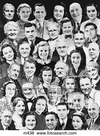 1930S Montage Of 37 Heads Of Men Women Teens And Juveniles With Black No Seam Background Inside View Large Photo Image Stock Photo - 1930S Montage Of 37 Heads Of Men Women Teens And Juveniles With Black No Seam Background Inside. Fotosearch