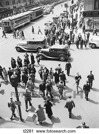 1930S Nyc Street People Pedestrians Crossing Intersection Car Taxi Trolly 42Nd Street 5Th Avenue Crowd Stop Light Sidewalk View Large Photo Image Stock Image - 1930S Nyc Street People Pedestrians Crossing Intersection Car Taxi Trolly 42Nd Street 5Th Avenue Crowd Stop Light Sidewalk. Fotosearch