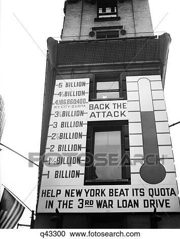 1940S 1943 New York City Times Square Thermometer Sign Showing Results Of War Loan Drive View Large Photo Image Stock Image - 1940S 1943 New York City Times Square Thermometer Sign Showing Results Of War Loan Drive. Fotosearch
