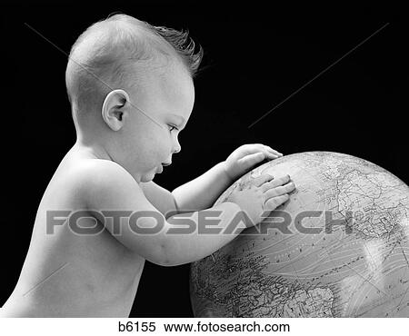 1940S Baby With Hands On Globe Looking At The Earth View Large Photo Image Stock Photography - 1940S Baby With Hands On Globe Looking At The Earth. Fotosearch