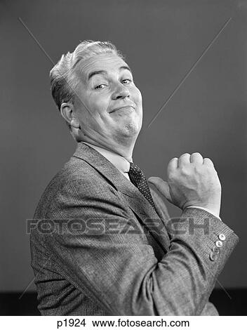 1940S Man Smiling Proud Pointing To Himself With His Thumb View Large Photo Image Picture - 1940S Man Smiling Proud Pointing To Himself With His Thumb. Fotosearch