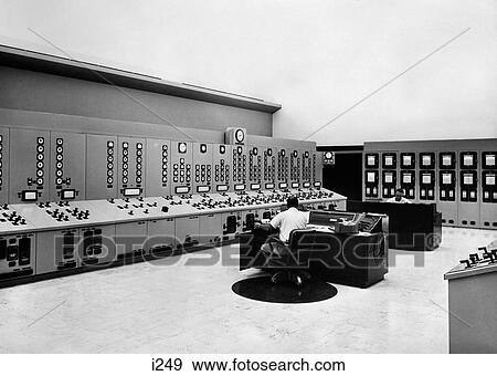 1950S 1960S Control Room Of Powerhouse Of Hydroelectric Generating Dam View Large Photo Image Stock Photo - 1950S 1960S Control Room Of Powerhouse Of Hydroelectric Generating Dam. Fotosearch