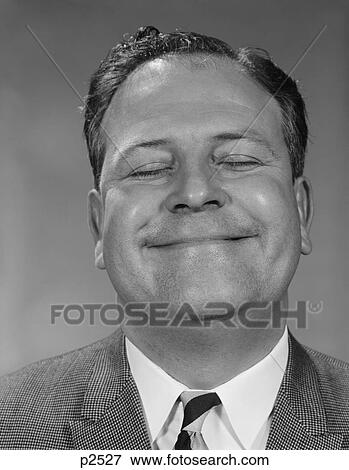 1950S 1960S Portrait Man Close-Up Head Eyes Closed Smiling Big Sweet Smile View Large Photo Image Stock Photo - 1950S 1960S Portrait Man Close-Up Head Eyes Closed Smiling Big Sweet Smile. Fotosearch