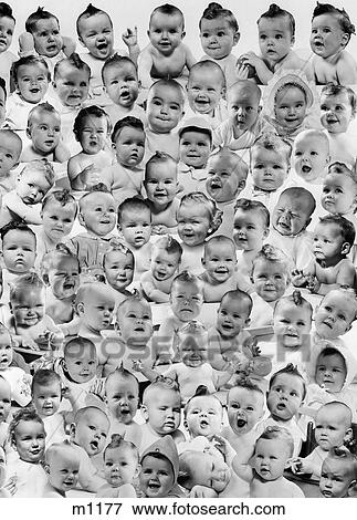 1950S Collage Montage Of Baby Heads With Many Various Happy And Smiling Expressions View Large Photo Image Stock Photo - 1950S Collage Montage Of Baby Heads With Many Various Happy And Smiling Expressions. Fotosearch
