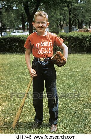1950S Little Boy Outside With Baseball Bat And Glove 1958 View Large Photo Image Stock Photograph - 1950S Little Boy Outside With Baseball Bat And Glove 1958. Fotosearch
