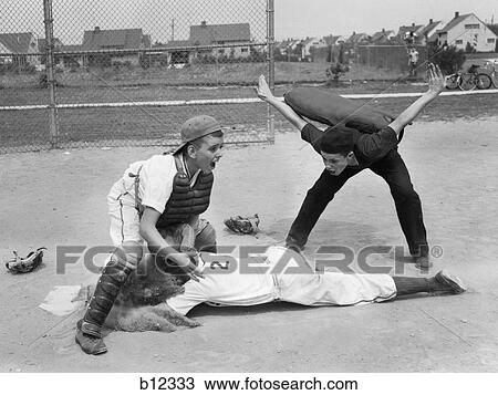1950S Little League Umpire Calling Safe Player Sliding Into Home Plate View Large Photo Image Stock Image - 1950S Little League Umpire Calling Safe Player Sliding Into Home Plate. Fotosearch
