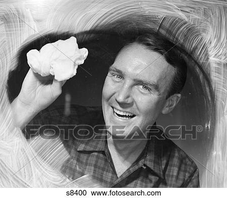 1950S Man Smiling Washing Window Glass Looking At Camera View Large Photo Image Stock Image - 1950S Man Smiling Washing Window Glass Looking At Camera. Fotosearch
