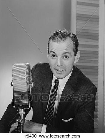 1950S Man Speaking Into Microphone Radio Tv Announcer Broadcaster View Large Photo Image Stock Image - 1950S Man Speaking Into Microphone Radio Tv Announcer Broadcaster. Fotosearch