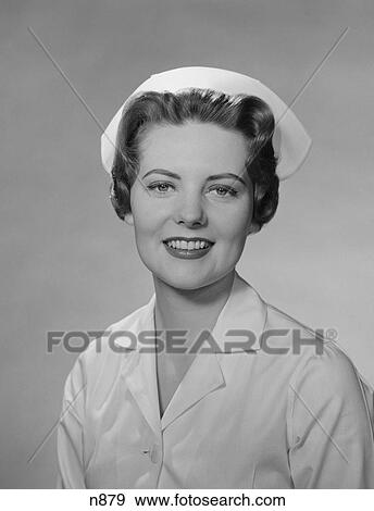Stock Photo - 1950S Portrait Female Nurse Smiling. Fotosearch