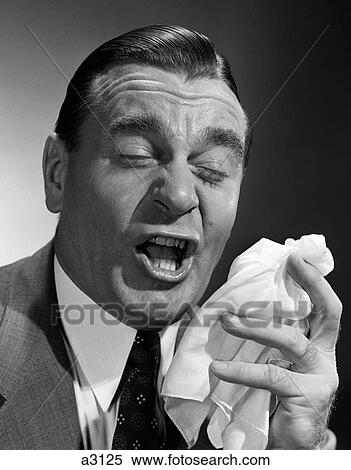 1950S Portrait Of Man About To Sneeze Moving Handkerchief Toward Face View Large Photo Image Stock Photography - 1950S Portrait Of Man About To Sneeze Moving Handkerchief Toward Face. Fotosearch