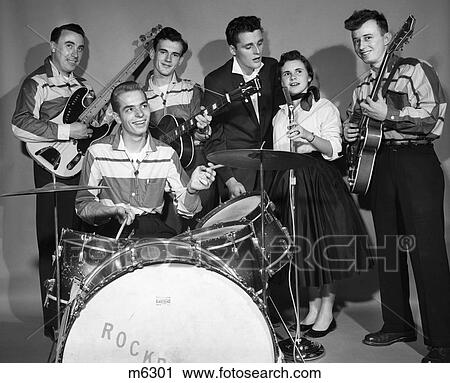 1950S Smiling Teenage 6 Member Rock-A-Billy Band In Matching Outfits View Large Photo Image Stock Image - 1950S Smiling Teenage 6 Member Rock-A-Billy Band In Matching Outfits. Fotosearch