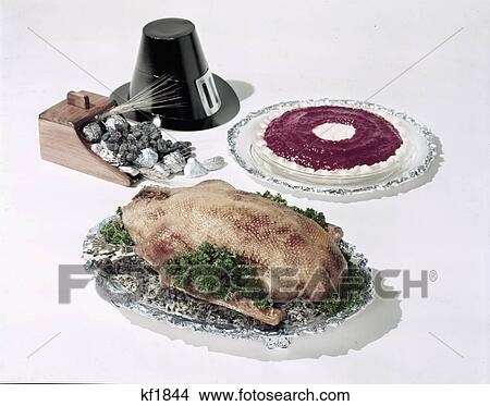 1950S Thanksgiving Turkey Cranberry Pie Nuts Pilgrim Hat View Large Photo Image Picture - 1950S Thanksgiving Turkey Cranberry Pie Nuts Pilgrim Hat. Fotosearch
