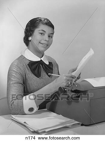 1950S Woman Office Typewriter Secretary View Large Photo Image Picture - 1950S Woman Office Typewriter Secretary. Fotosearch