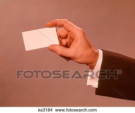 1960S 1970S Man Hand Holding Blank Business Card View Large Photo Image Picture - 1960S 1970S Man Hand Holding Blank Business Card . Fotosearch