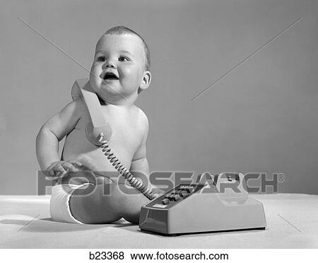 1960S 1970S Smiling Baby In Diaper With Telephone View Large Photo Image Stock Photo - 1960S 1970S Smiling Baby In Diaper With Telephone. Fotosearch