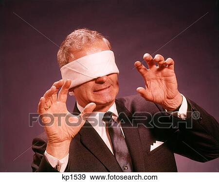 1960S Blindfolded Senior Man Businessman Arms Reaching Grasping Feeling Way View Large Photo Image Stock Photo - 1960S Blindfolded Senior Man Businessman Arms Reaching Grasping Feeling Way . Fotosearch