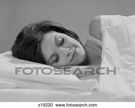 1960S Brunette Woman In Bed Sleeping Smile On Her Face View Large Photo Image Stock Image - 1960S Brunette Woman In Bed Sleeping Smile On Her Face. Fotosearch