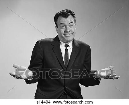 1960S Business Man Shrugging His Shoulders Looking At Camera View Large Photo Image Picture - 1960S Business Man Shrugging His Shoulders Looking At Camera. Fotosearch