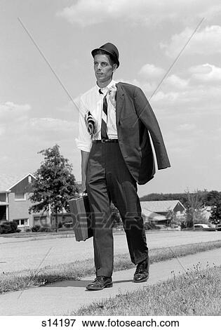 1960S Businessman Walking Home After Work Tired Carrying Jacket Over Shoulder Hot Summer View Large Photo Image Stock Photo - 1960S Businessman Walking Home After Work Tired Carrying Jacket Over Shoulder Hot Summer. Fotosearch