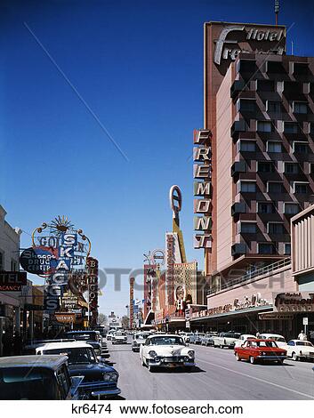 Picture - 1960S Daylight Look Down Fremont Street Las Vegas Nv . Fotosearch