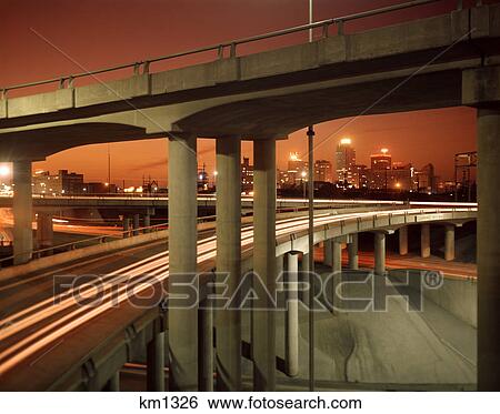 1960S Evening Skyline And Elevated Highway Fort Worth Tx View Large Photo Image Stock Photograph - 1960S Evening Skyline And Elevated Highway Fort Worth Tx. Fotosearch