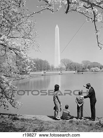 1960S Family Mother Father Two Boys In Washington Dc Looking At Washington Monument Amid Cherry Blossoms View Large Photo Image Stock Photo - 1960S Family Mother Father Two Boys In Washington Dc Looking At Washington Monument Amid Cherry Blossoms . Fotosearch