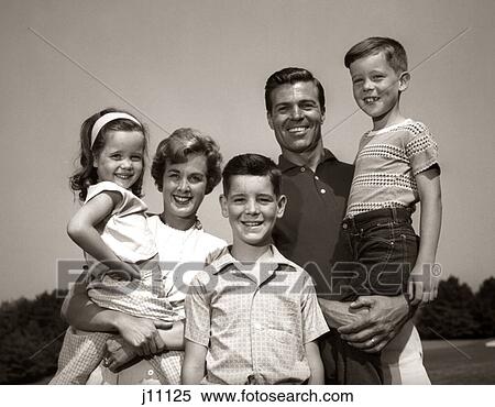 1960S Family Portrait Outdoors Father Mother Three Children View Large Photo Image Stock Photography - 1960S Family Portrait Outdoors Father Mother Three Children . Fotosearch