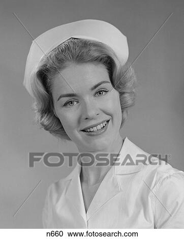 Stock Image - 1960S Female Nurse Smiling. Fotosearch
