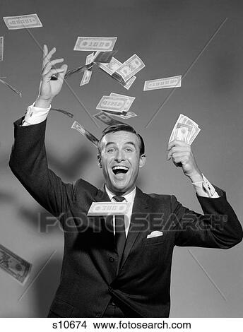 1960S Happy Man Throwing Money Currency Bank Notes In The Air View Large Photo Image Picture - 1960S Happy Man Throwing Money Currency Bank Notes In The Air. Fotosearch