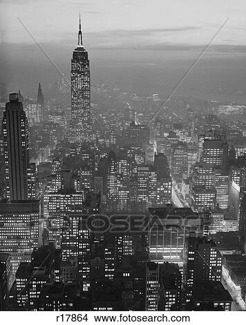 Picture - 1960S Night View Manhattan Empire State Building Looking South From Midtown. Fotosearch
