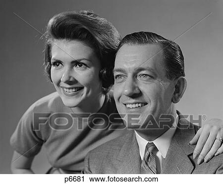 Stock Image - 1960S Portrait Happy Smiling Man And Woman. Fotosearch