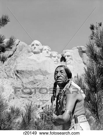 1960S Portrait Of American Indian In Front Of Mount Rushmore View Large Photo Image Stock Photo - 1960S Portrait Of American Indian In Front Of Mount Rushmore. Fotosearch