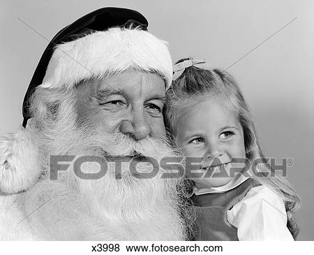 1960S Portrait Of Santa Claus And Little Blond Girl Smiling View Large Photo Image Stock Photo - 1960S Portrait Of Santa Claus And Little Blond Girl Smiling. Fotosearch