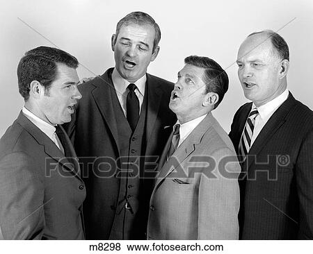 Stock Photo - 1960S Quartet Of Four Businessmen Salesmen Singing Harmony Together. Fotosearch