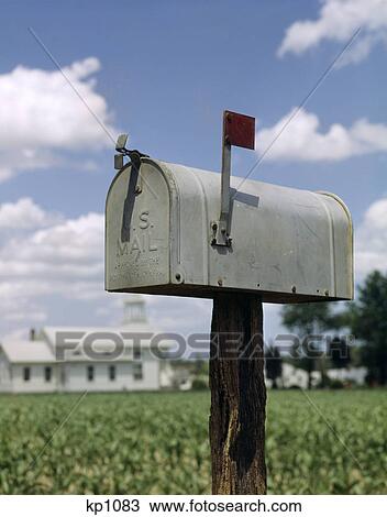 1960S Rural Delivery Us Mail Mailbox With Red Flag Up View Large Photo Image Stock Image - 1960S Rural Delivery Us Mail Mailbox With Red Flag Up. Fotosearch