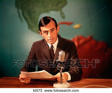 1960S Serious Man Newsman Reporter Reading News Into Microphone With Global Map In Background View Large Photo Image Stock Image - 1960S Serious Man Newsman Reporter Reading News Into Microphone With Global Map In Background. Fotosearch