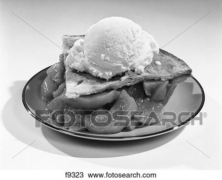 1960S Still Life Of Slice Of Peach Pie With Vanilla Ice Cream On Top View Large Photo Image Stock Image - 1960S Still Life Of Slice Of Peach Pie With Vanilla Ice Cream On Top . Fotosearch